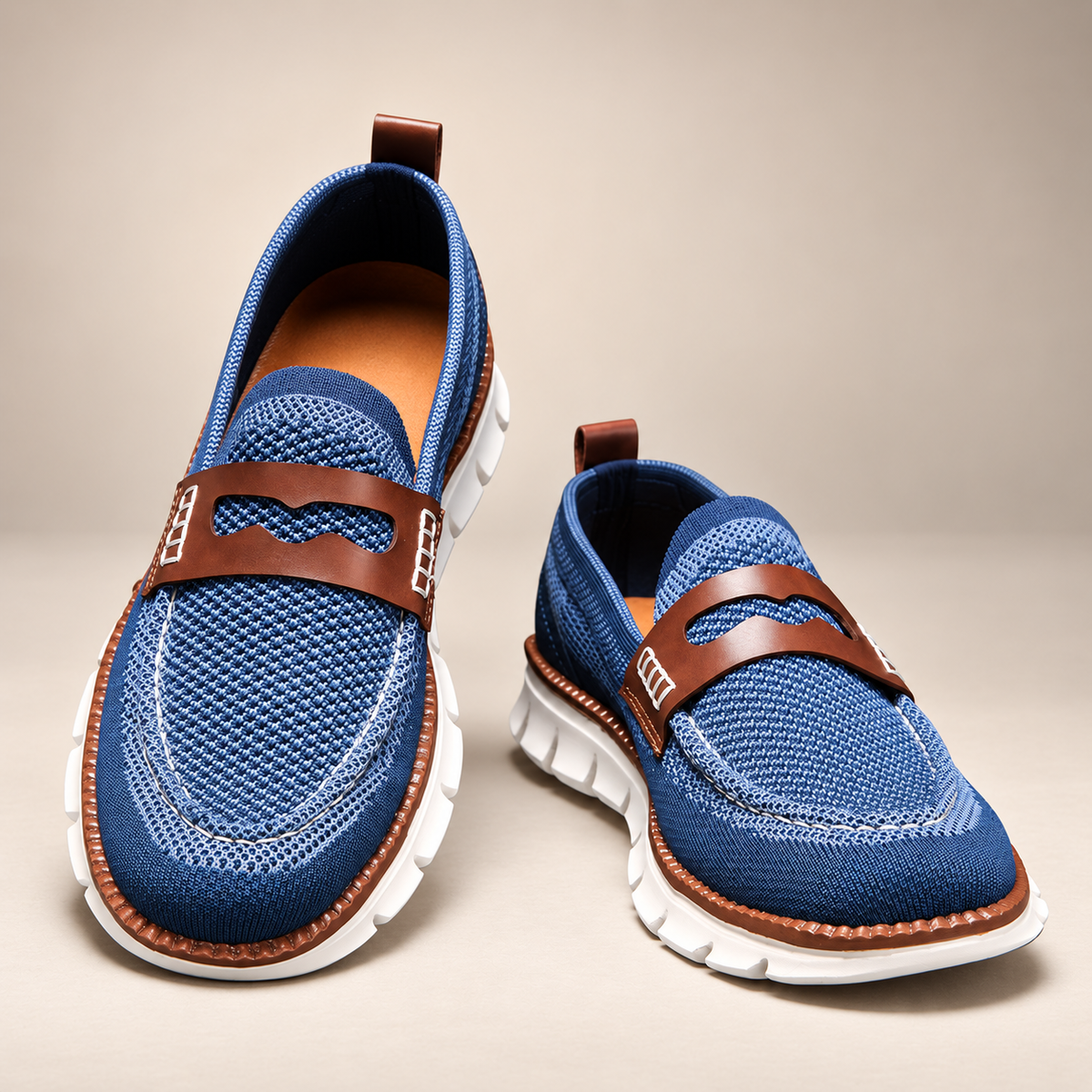 Lorenzo Men’s Knit Slip-On Loafers with Chunky Segmented Sole