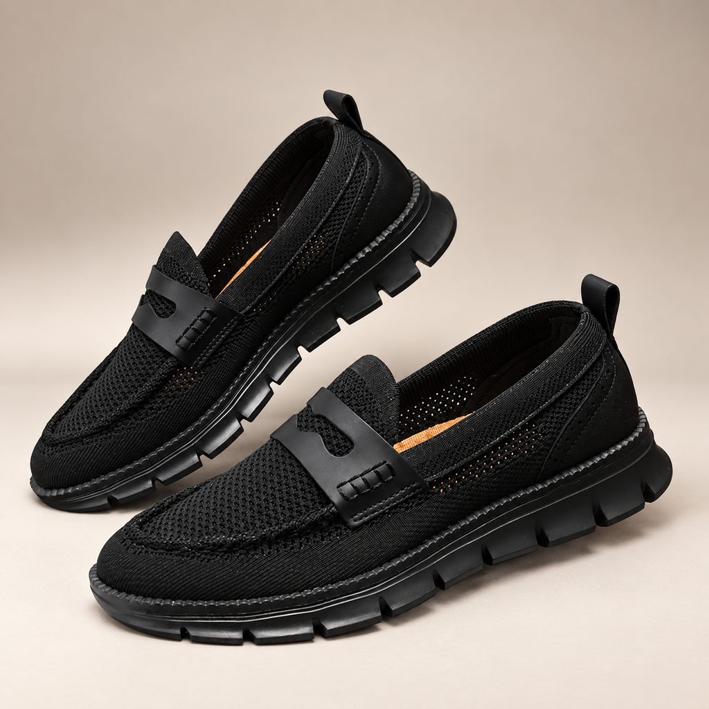 Lorenzo Men’s Knit Slip-On Loafers with Chunky Segmented Sole