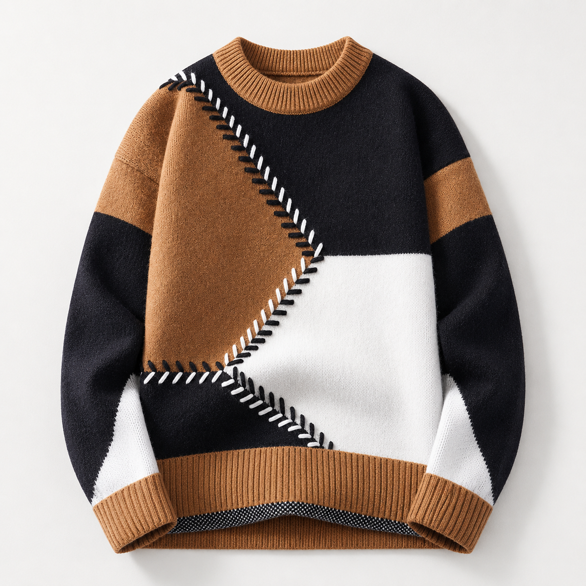 Lorenzo Patchwork Color Block Knit Sweater