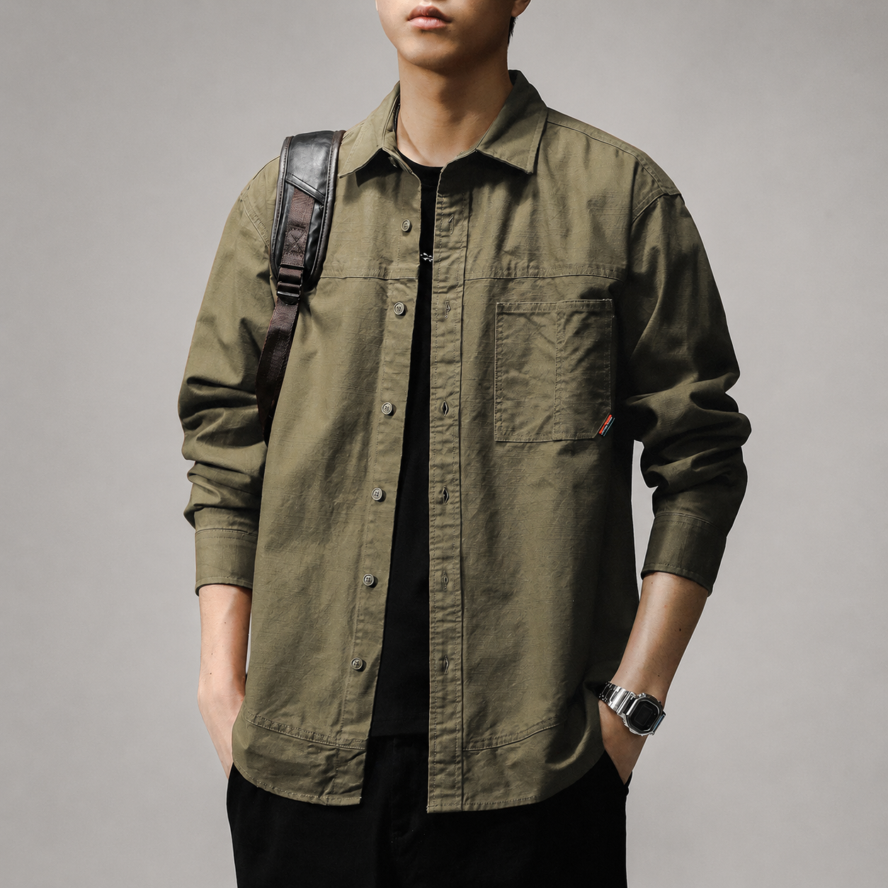 Lowen Men’s Casual Button-Up Overshirt