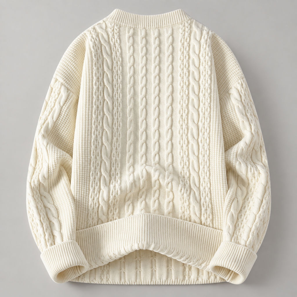 Lucian Men’s Cable Knit Paint-Splatter Crewneck Sweater