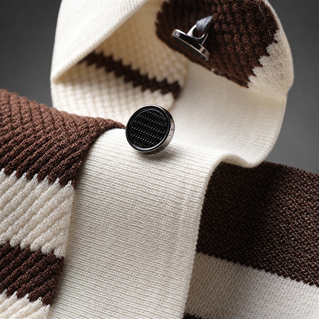 Luciano Knit Collared Striped Long Sleeve Polo Shirt
