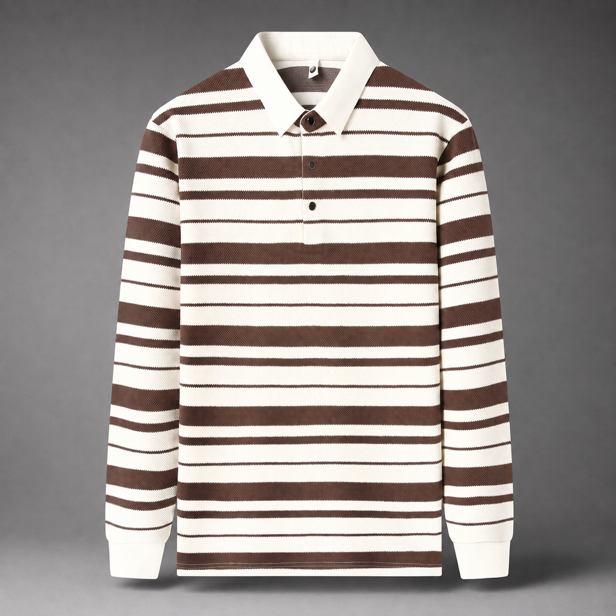 Luciano Knit Collared Striped Long Sleeve Polo Shirt