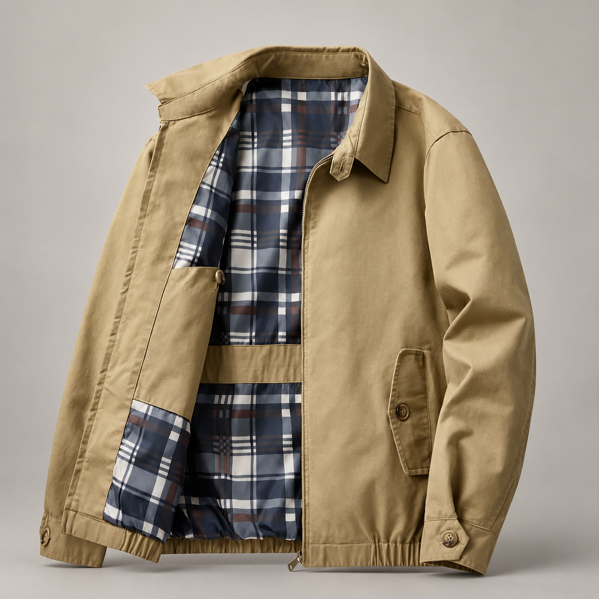 Lucien Men’s Harrington Jacket with Plaid Lining