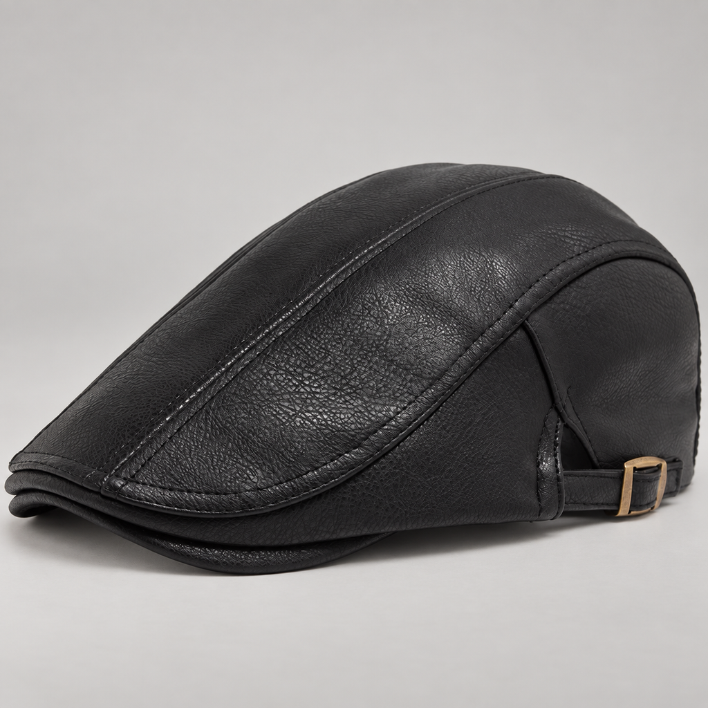 Lucien Men’s Leather-Look Flat Cap