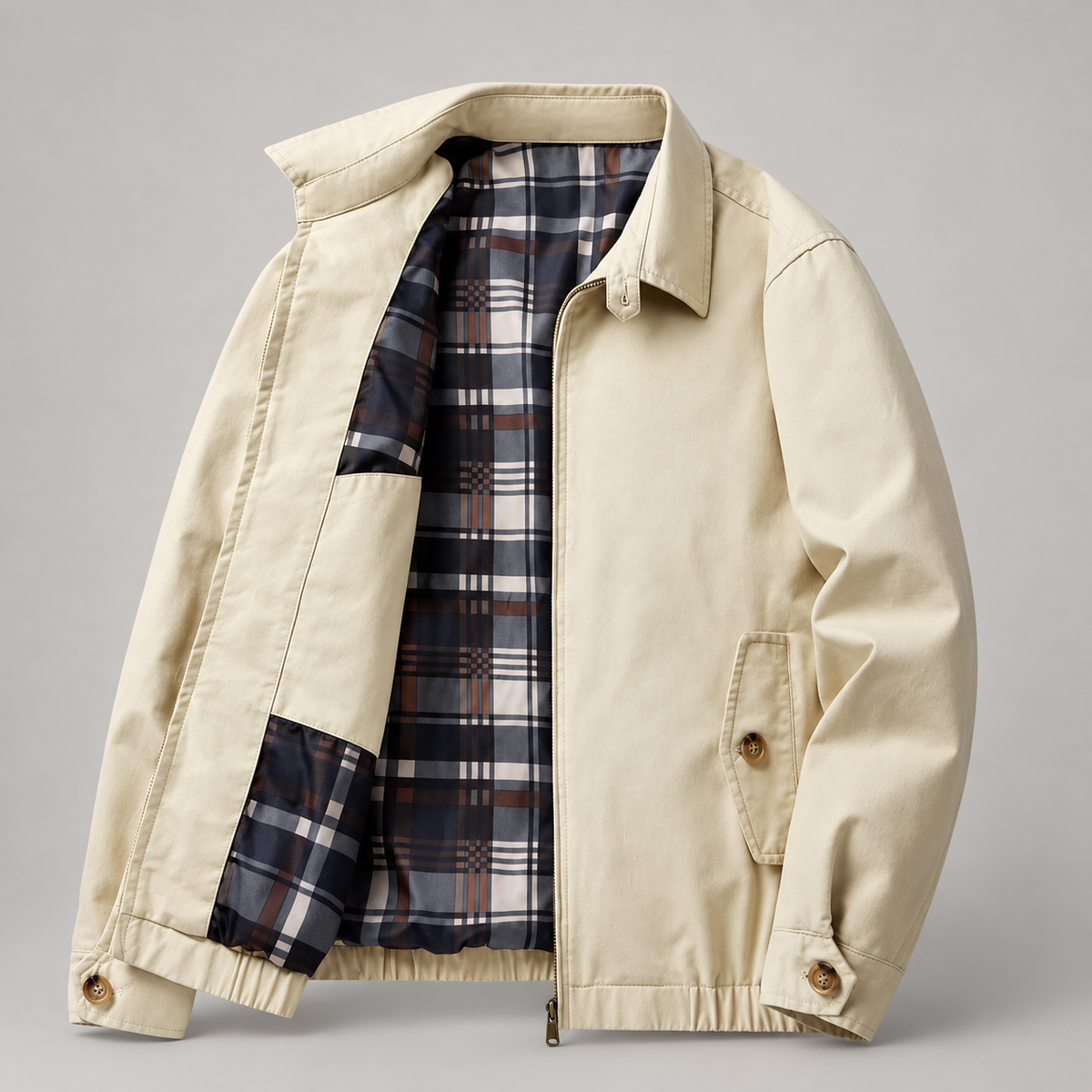 Lucien Men’s Harrington Jacket with Plaid Lining