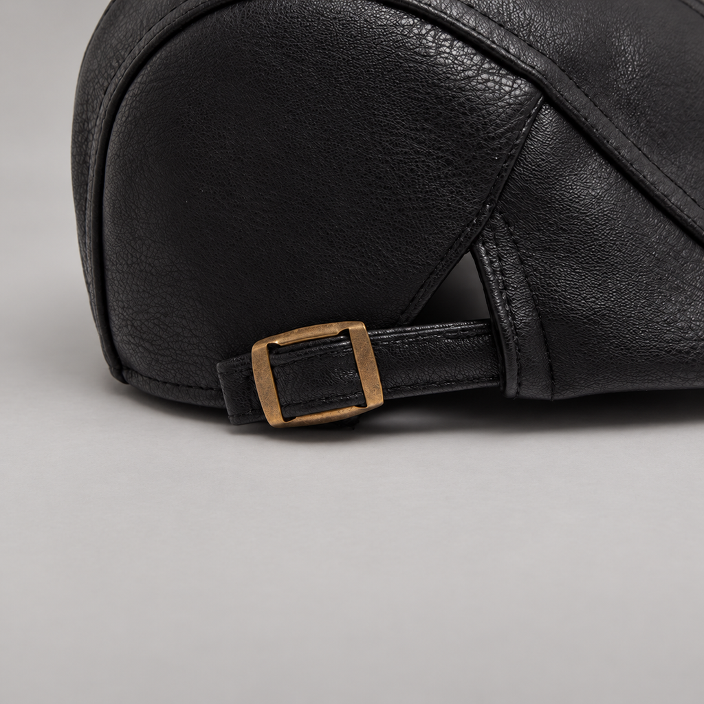 Lucien Men’s Leather-Look Flat Cap