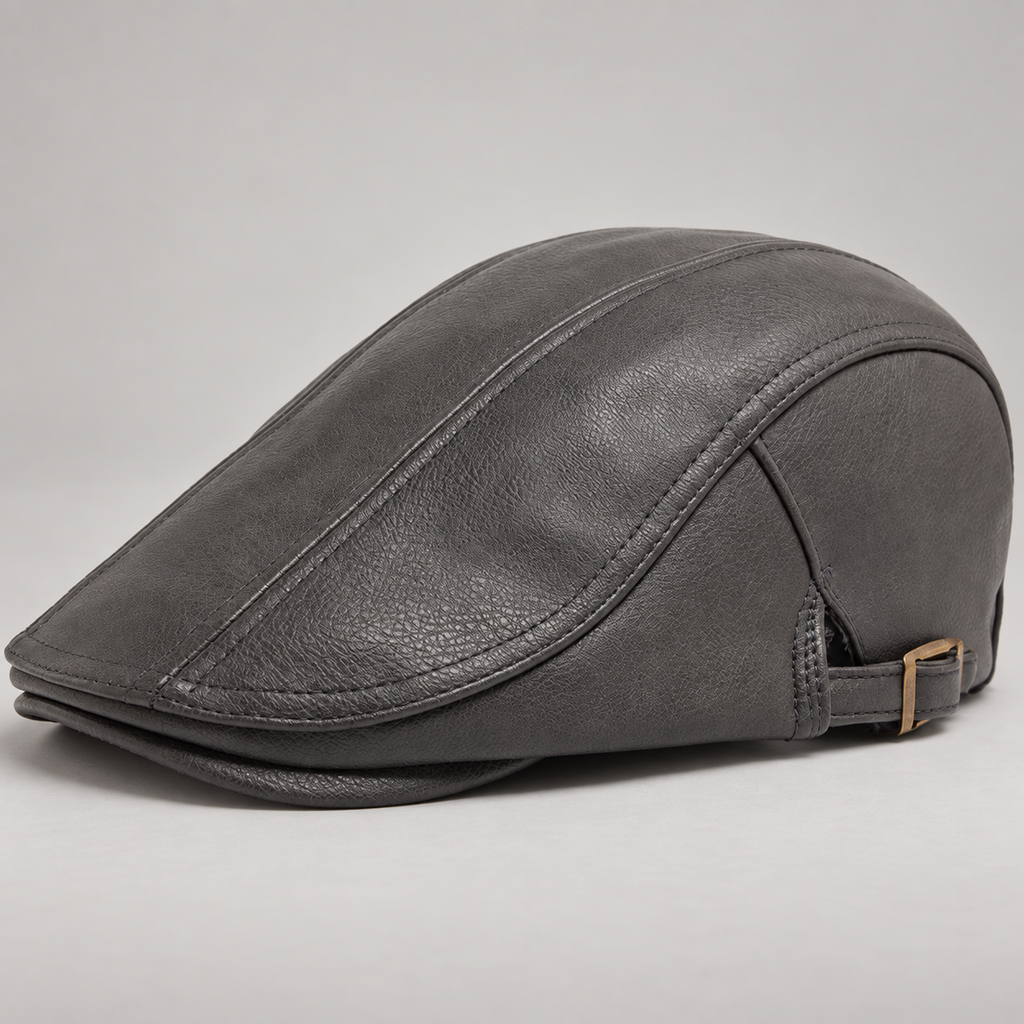 Lucien Men’s Leather-Look Flat Cap