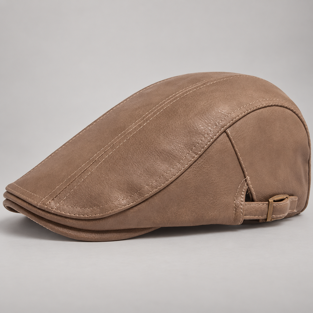 Lucien Men’s Leather-Look Flat Cap