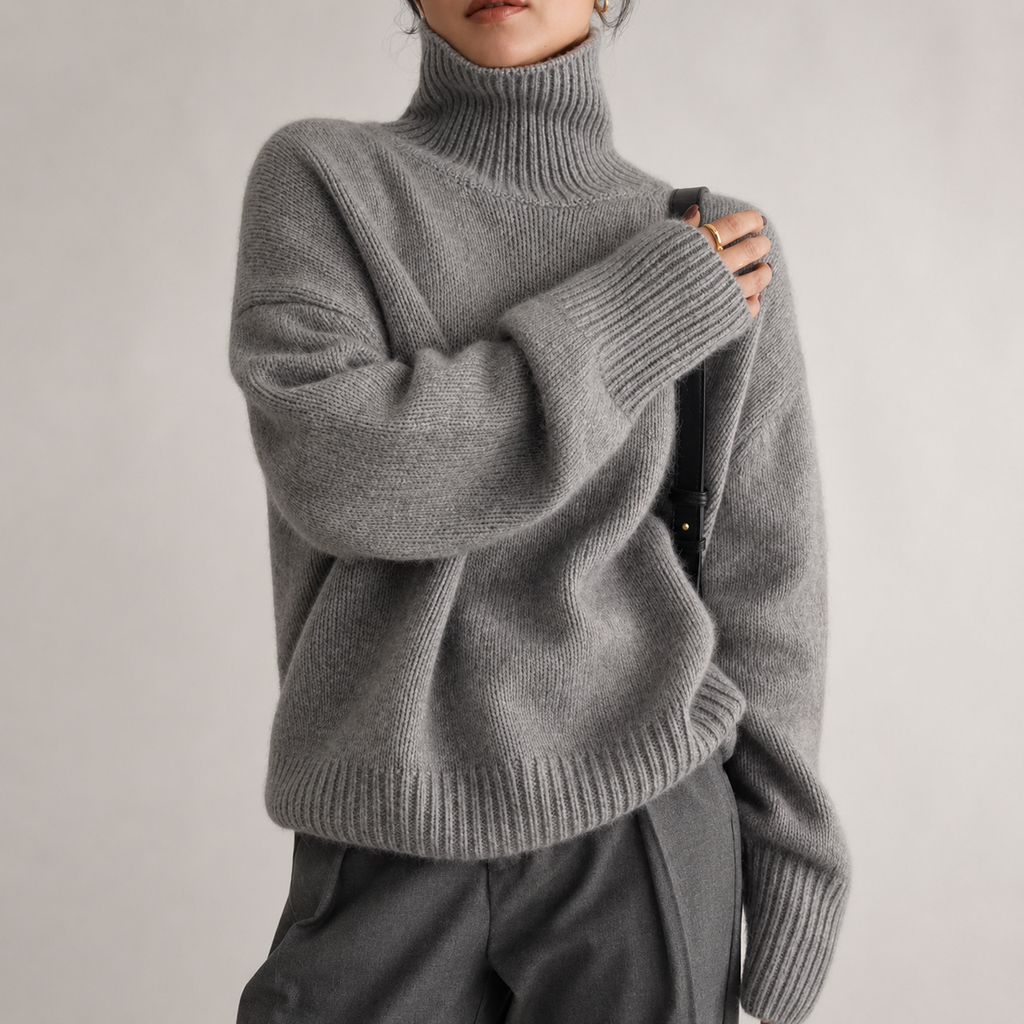 Lucy Women’s Oversized Textured Knit Turtleneck Sweater