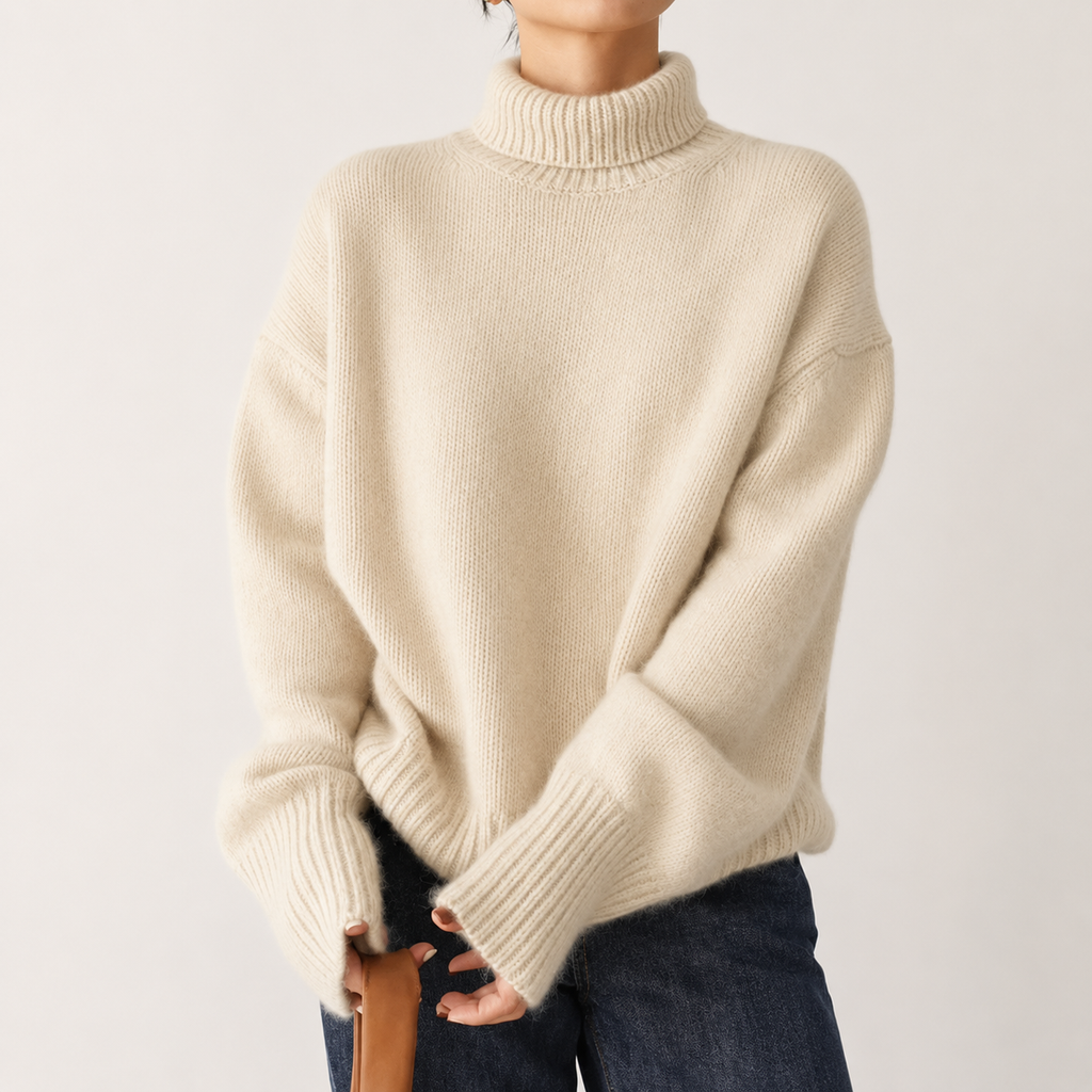 Lucy Women’s Oversized Textured Knit Turtleneck Sweater