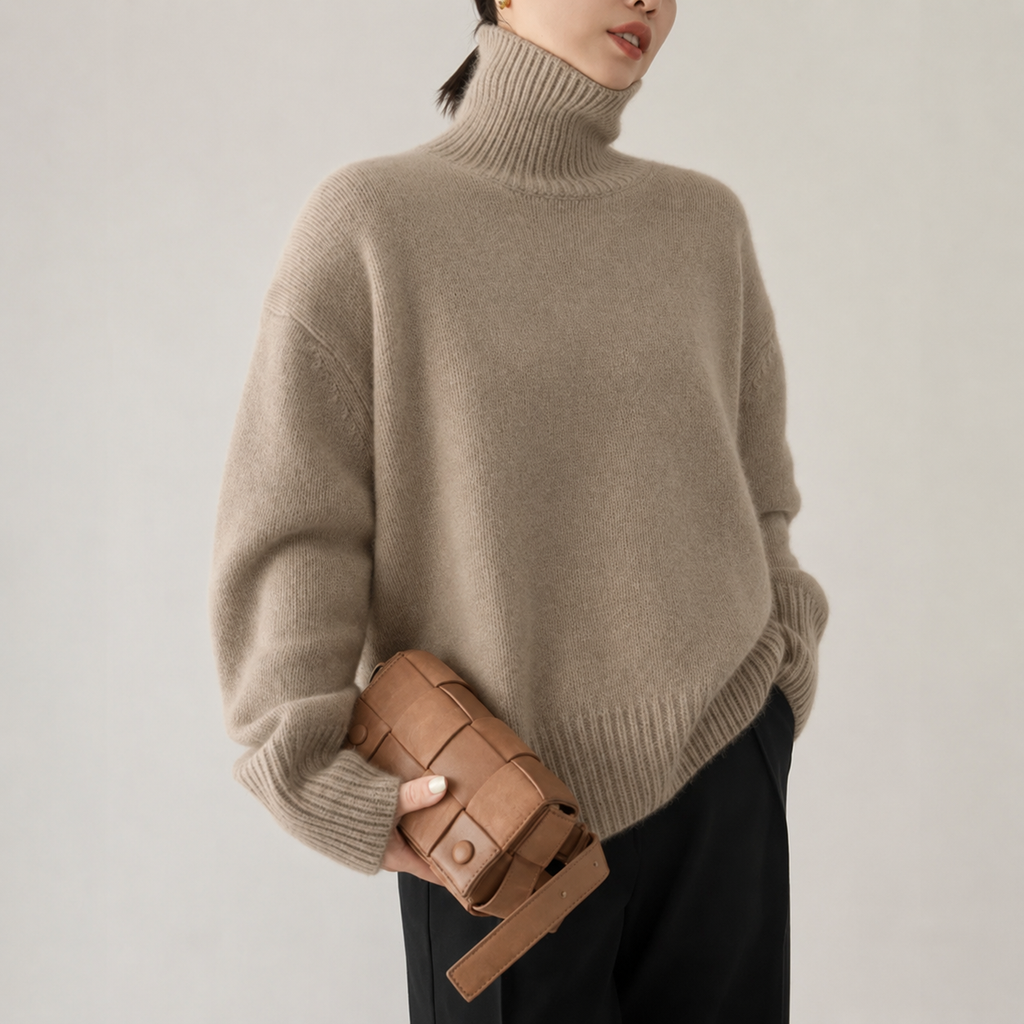 Lucy Women’s Oversized Textured Knit Turtleneck Sweater