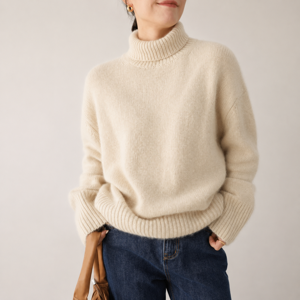 Lucy Women’s Oversized Textured Knit Turtleneck Sweater