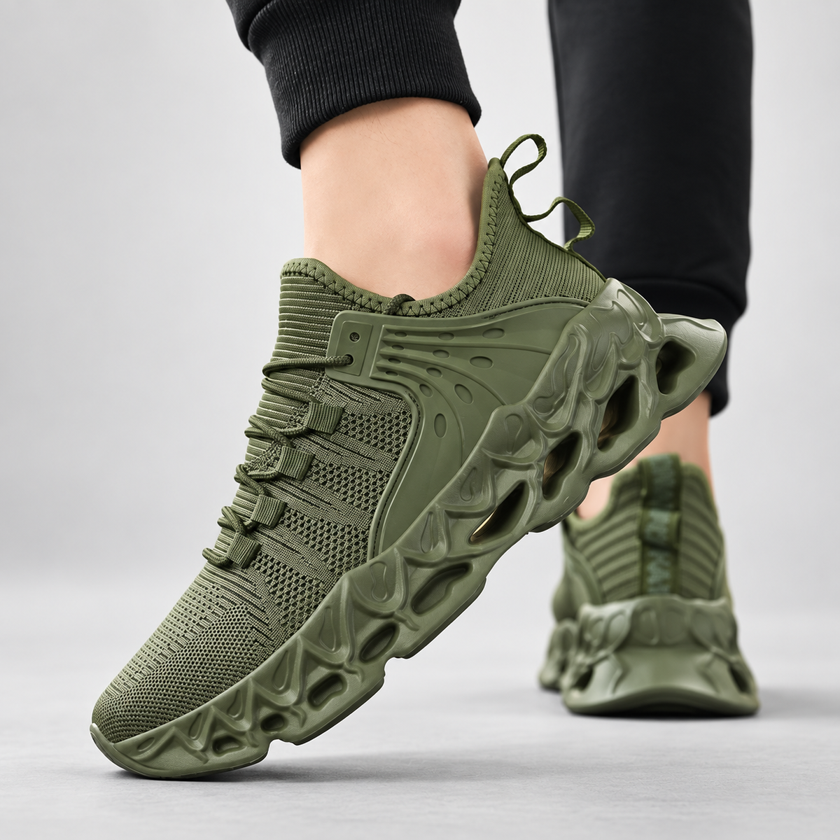 Maddox Men’s Knit Lace-Up Athletic Sneakers with Sculpted Sole