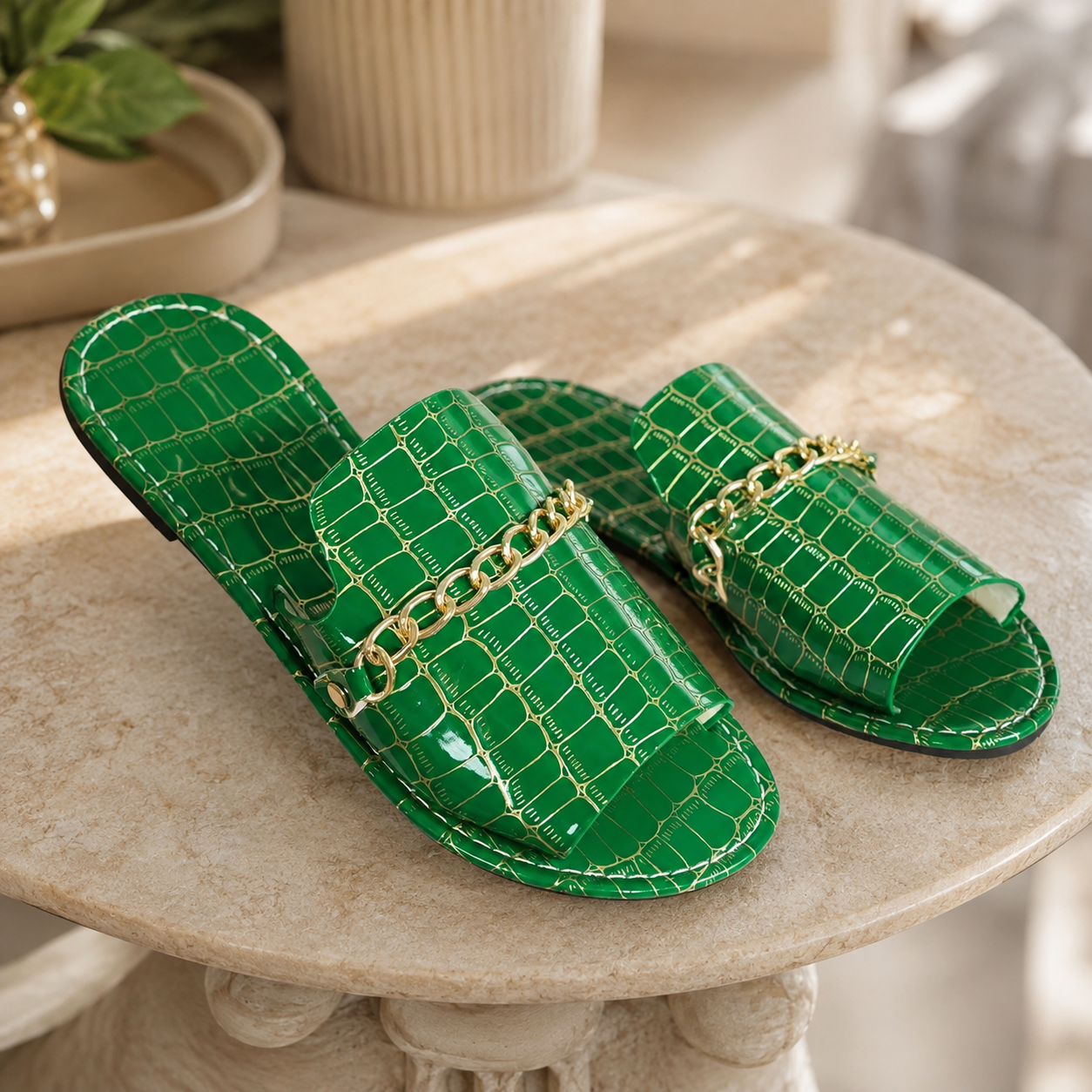 Madeline Textured Slip-On Sandals