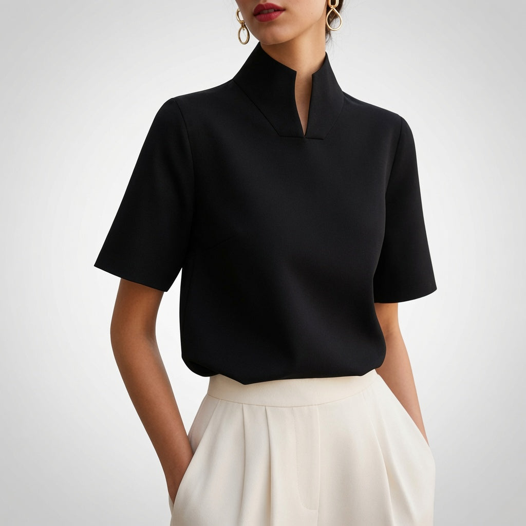 Madison Women’s Structured Mock Neck Blouse