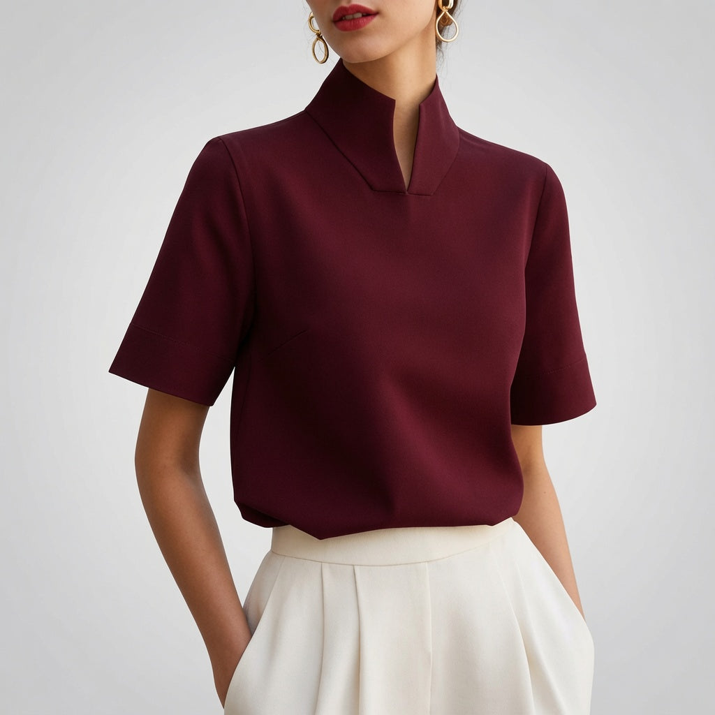 Madison Women’s Structured Mock Neck Blouse