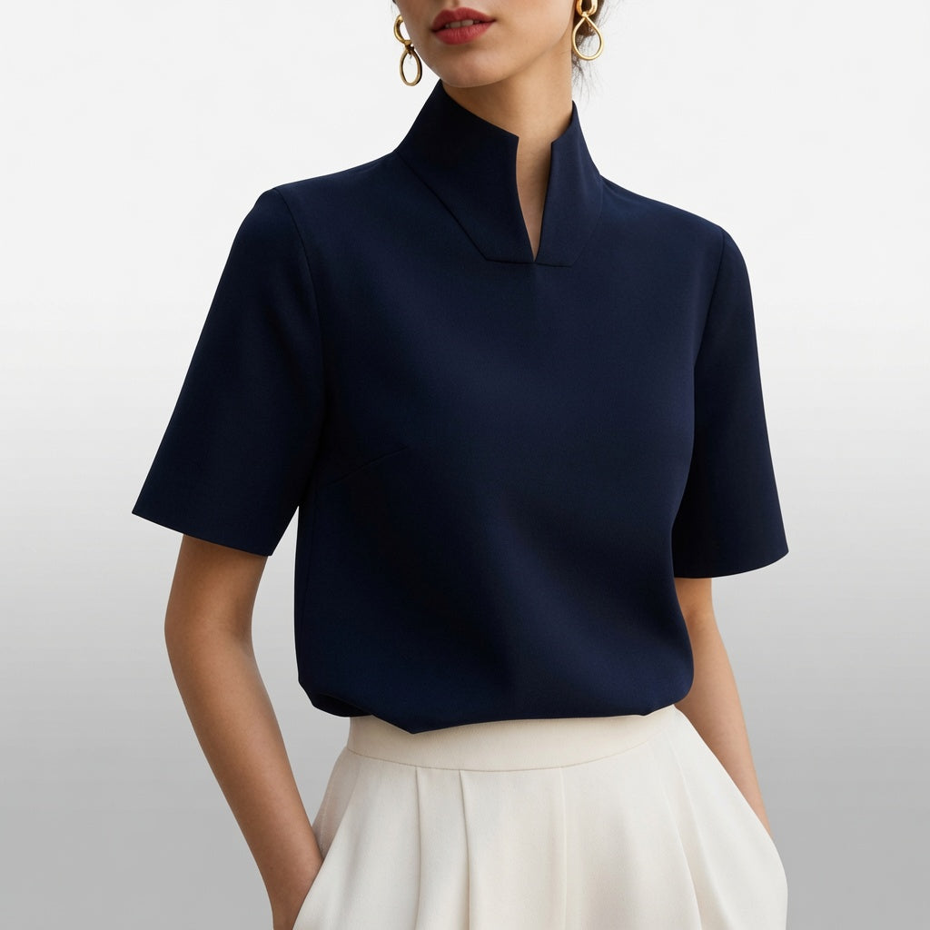 Madison Women’s Structured Mock Neck Blouse