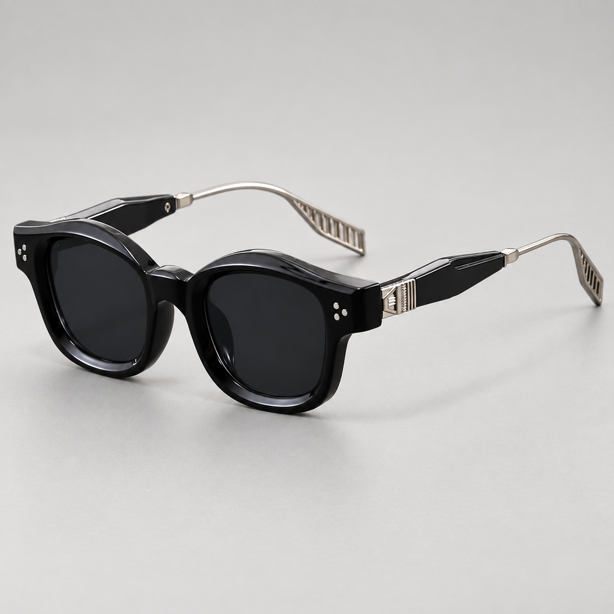 Marcel Rounded-Square Sunglasses with Metal Temples