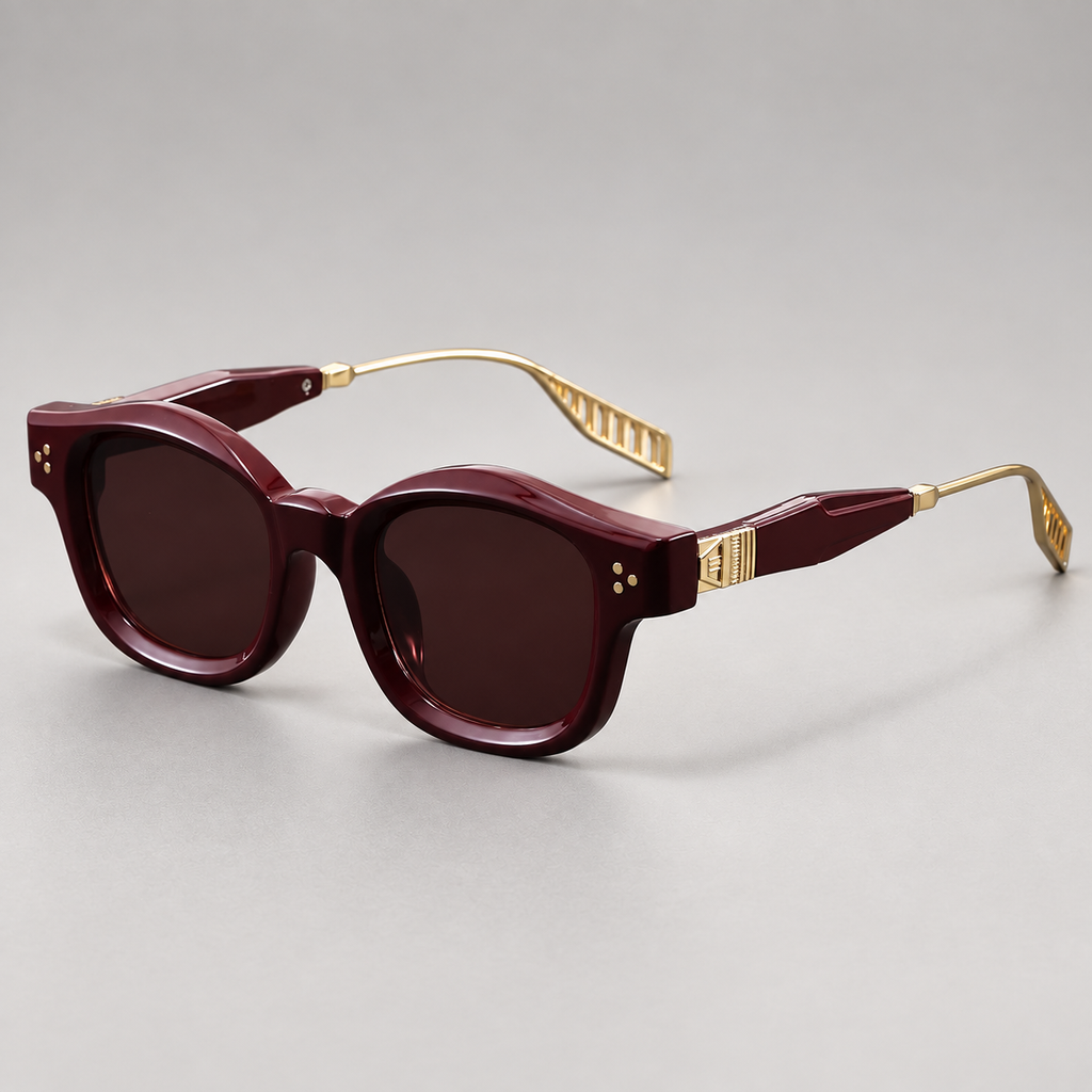 Marcel Rounded-Square Sunglasses with Metal Temples