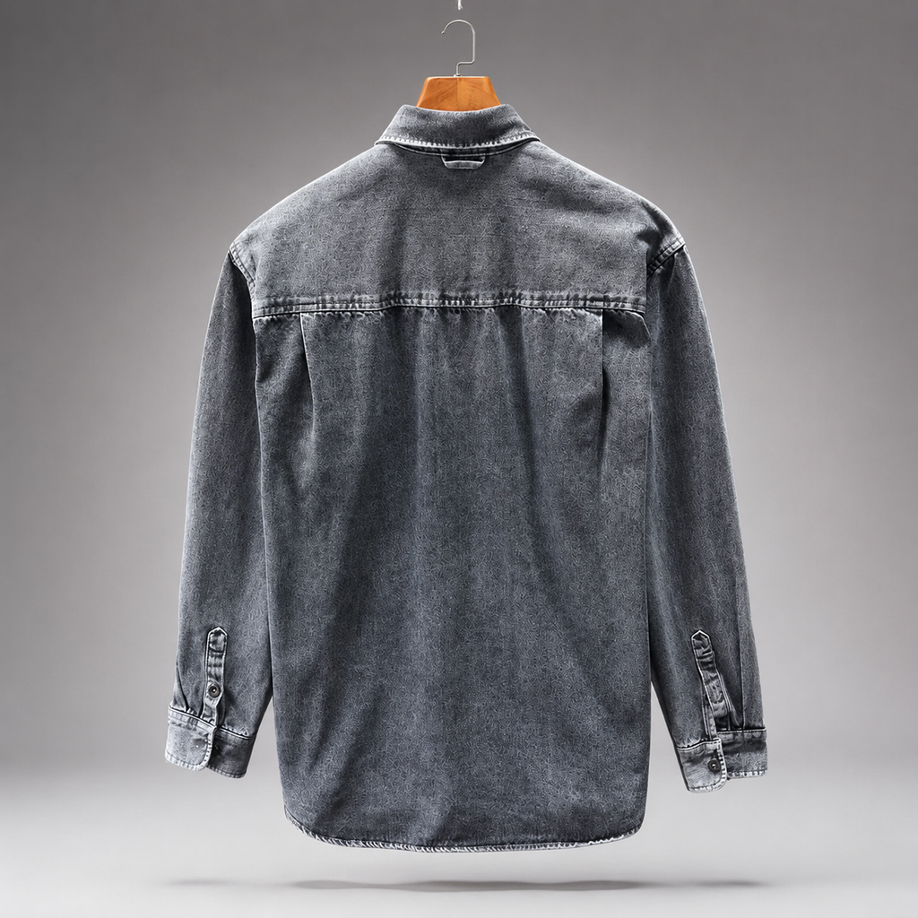Marco Men’s Cotton Denim Shirt – Long Sleeve Casual Button-Up