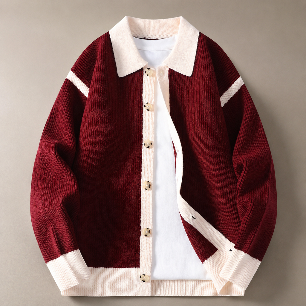 Marco Men’s Contrast Trim Knit Cardigan