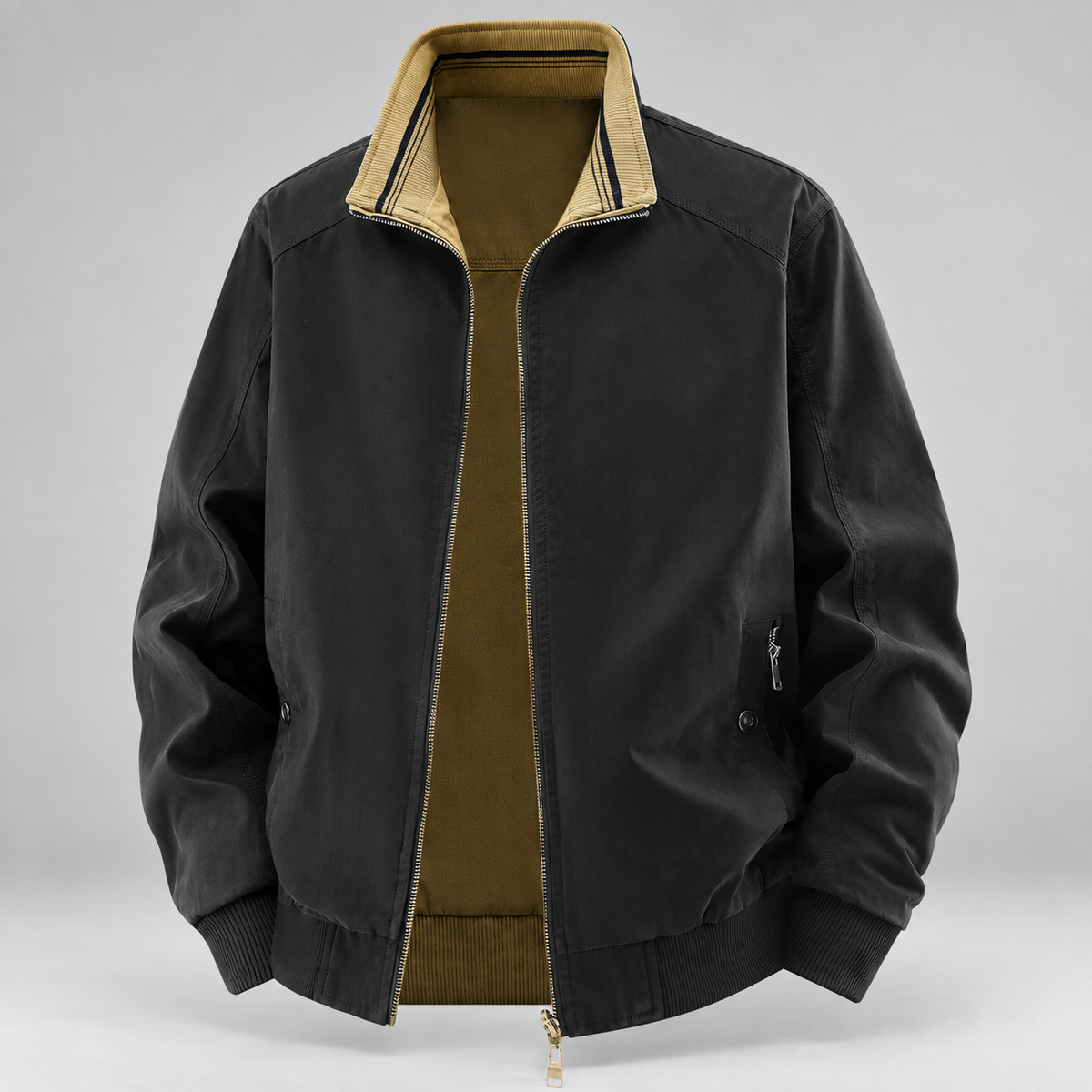 Marcus Men’s Striped Collar Zip-Up Bomber Jacket