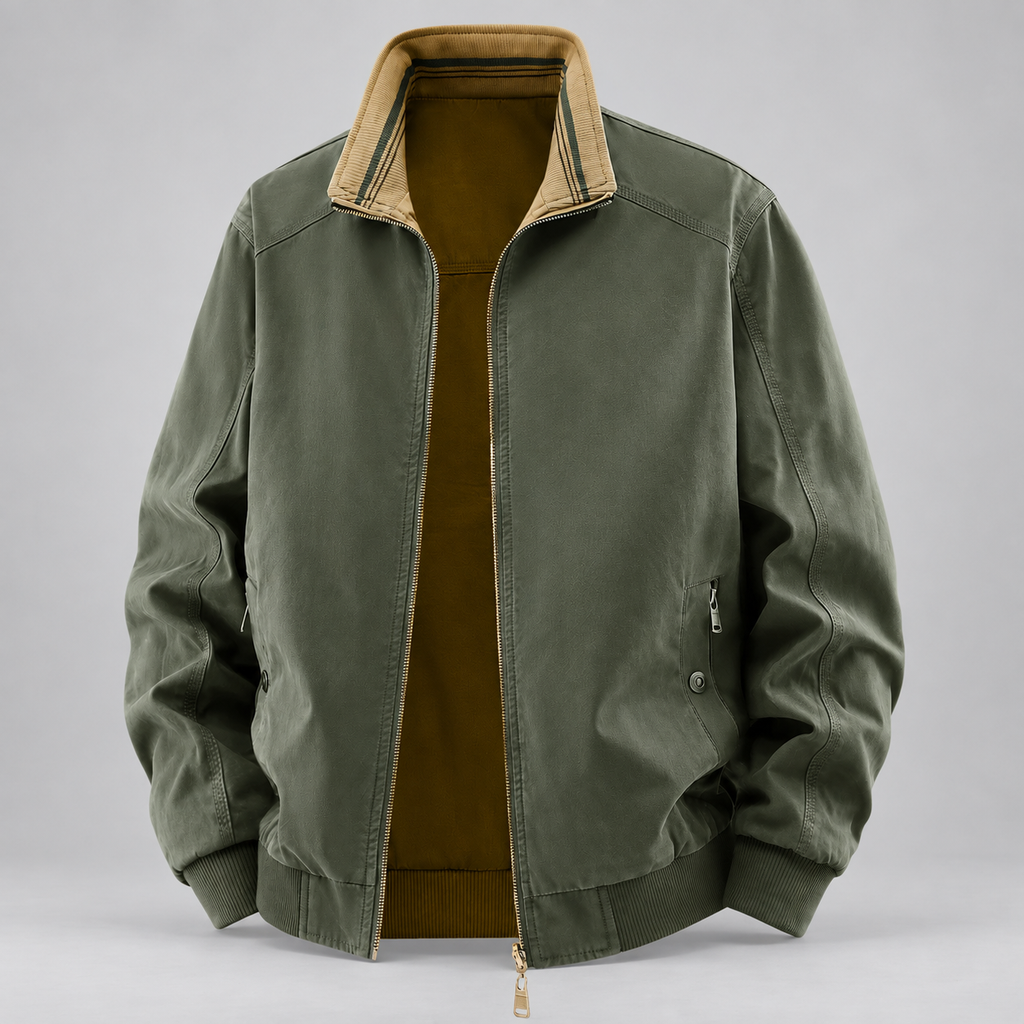 Marcus Men’s Striped Collar Zip-Up Bomber Jacket