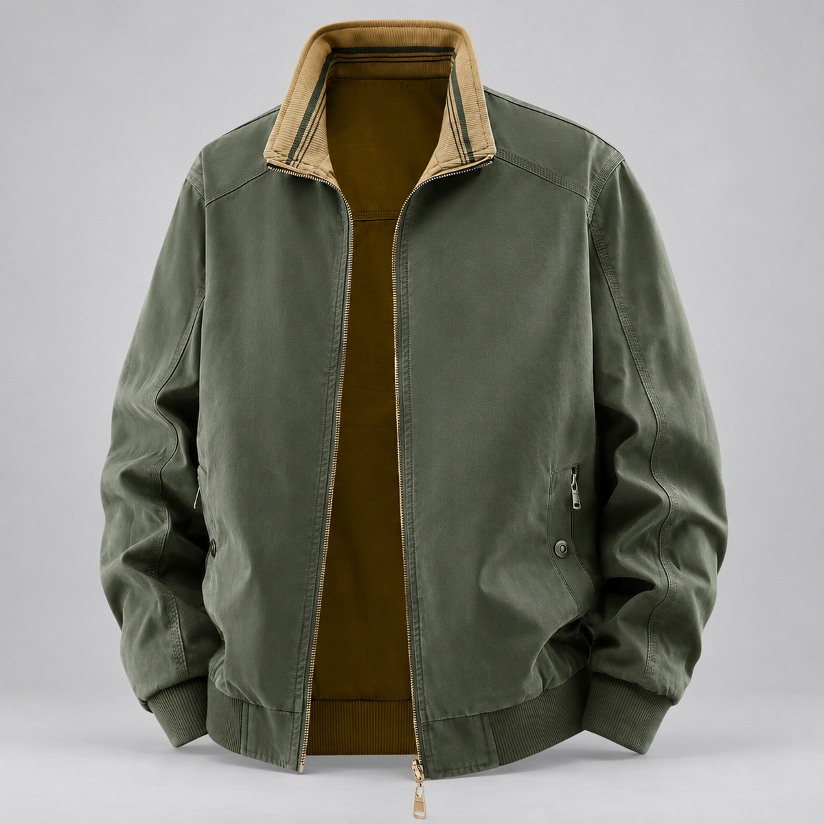 Marcus Men’s Striped Collar Zip-Up Bomber Jacket