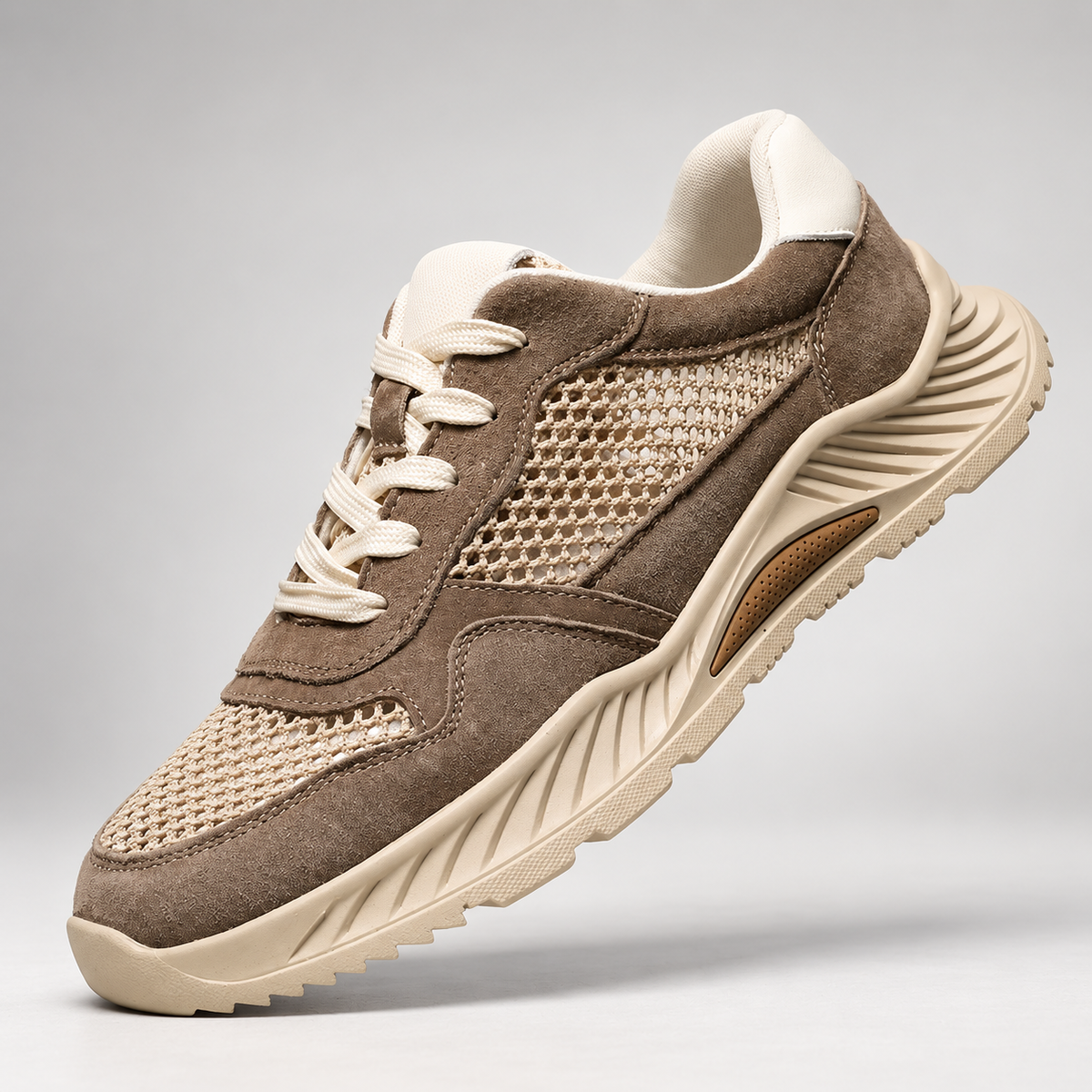 Marco Mesh Lace-Up Casual Sneakers with Chunky Textured Sole