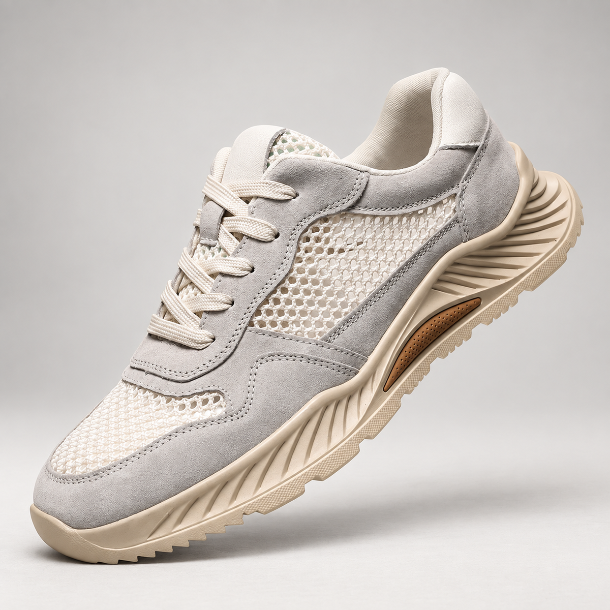 Marco Mesh Lace-Up Casual Sneakers with Chunky Textured Sole