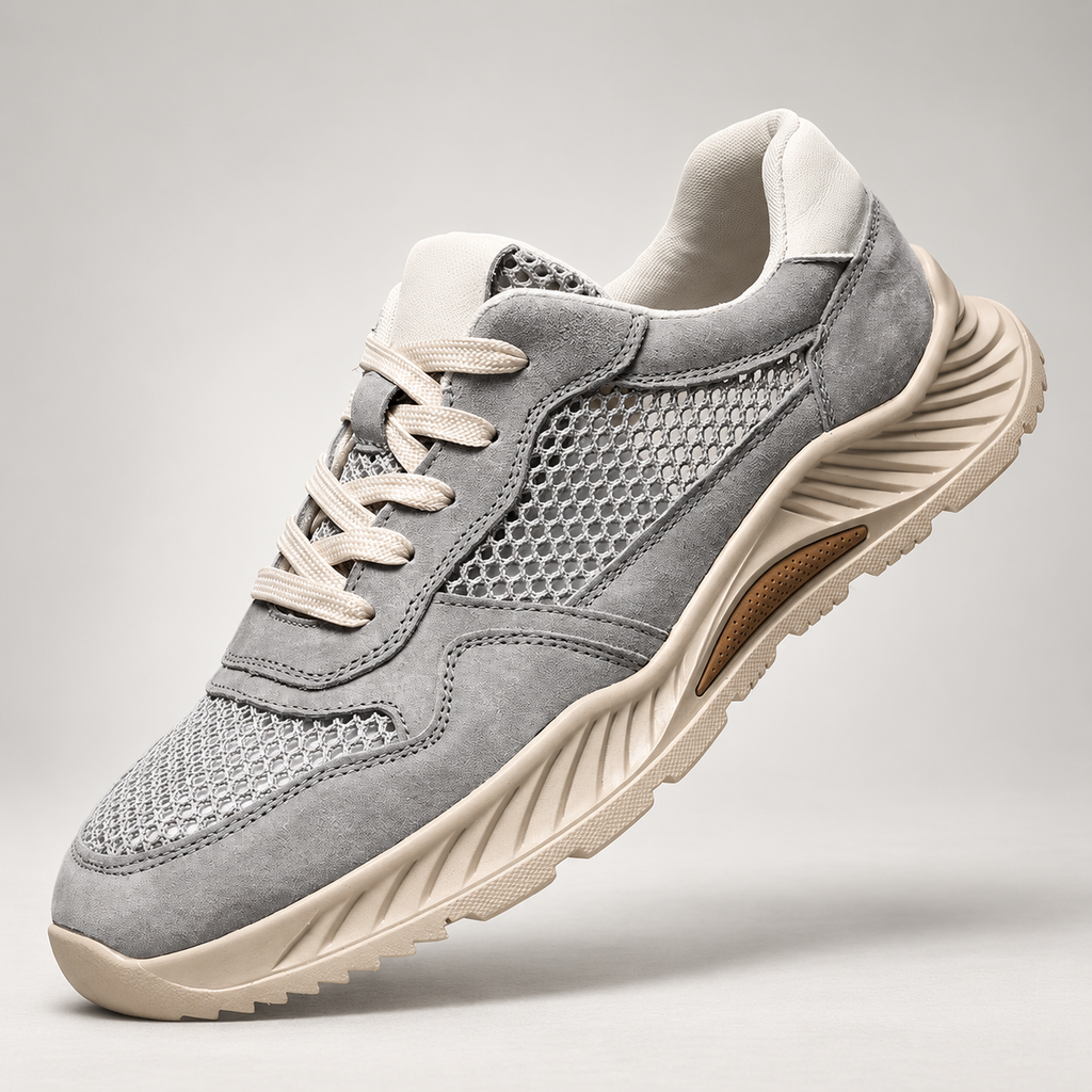 Marco Mesh Lace-Up Casual Sneakers with Chunky Textured Sole