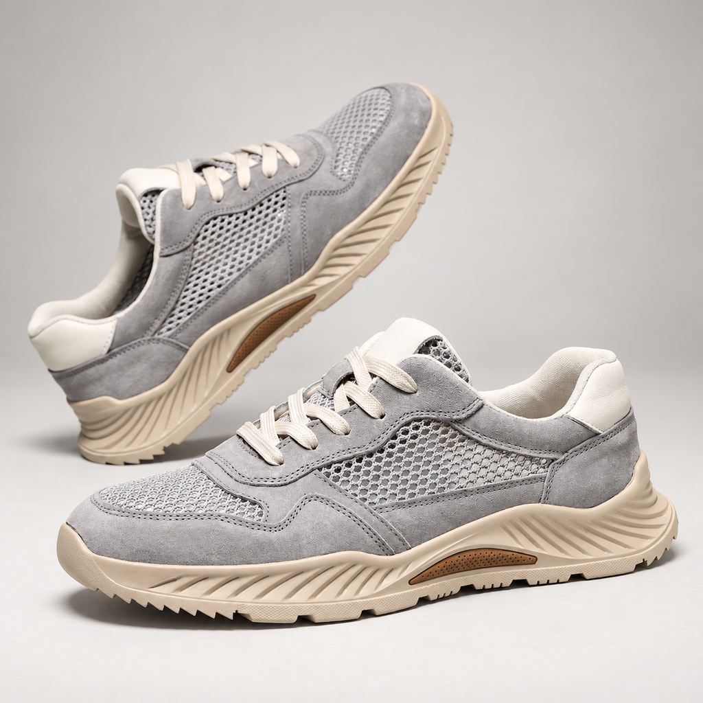 Marco Mesh Lace-Up Casual Sneakers with Chunky Textured Sole