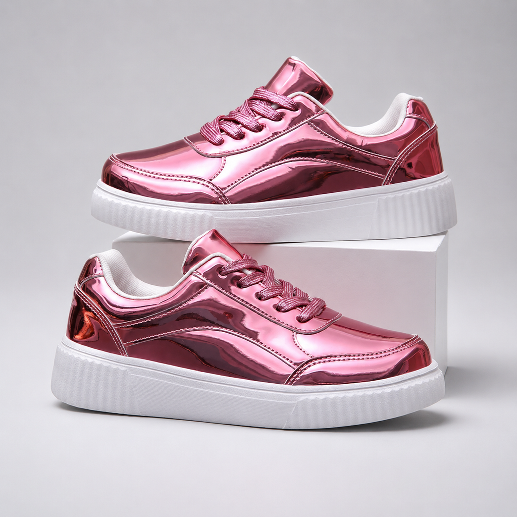 Marietta Women’s Metallic Gloss Lace-Up Sneakers