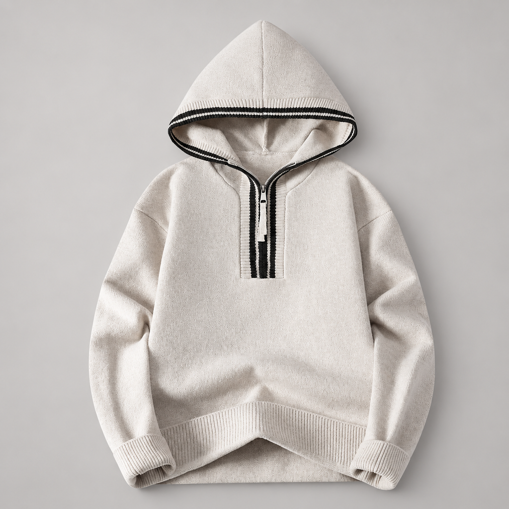 Mason Men’s Hooded Quarter-Zip Knit Sweater