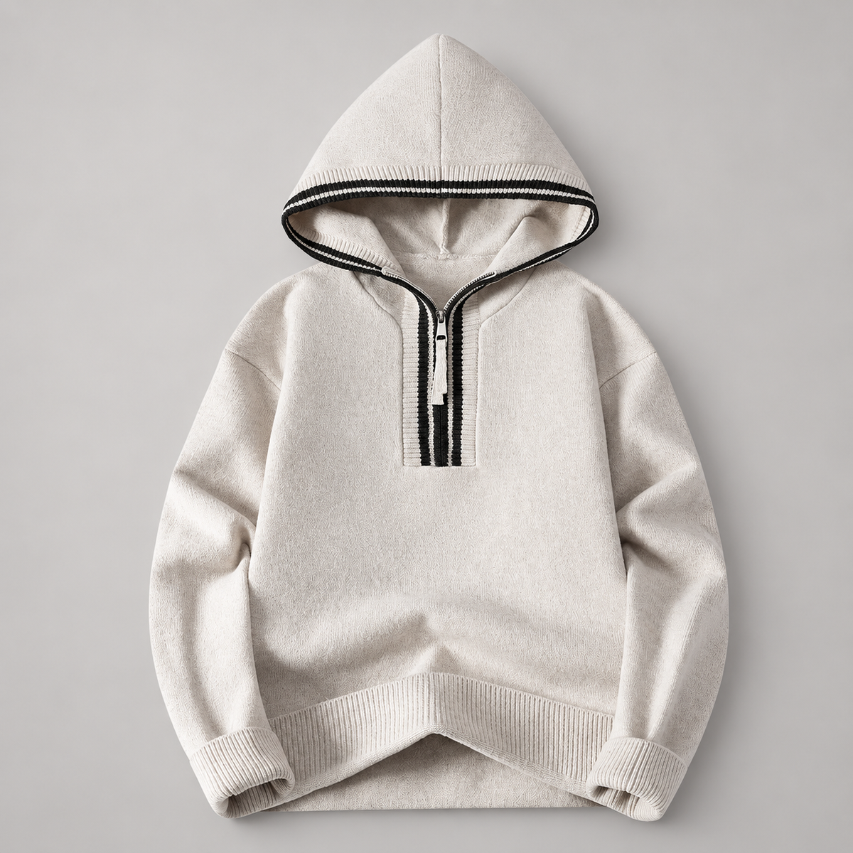 Mason Men’s Hooded Quarter-Zip Knit Sweater