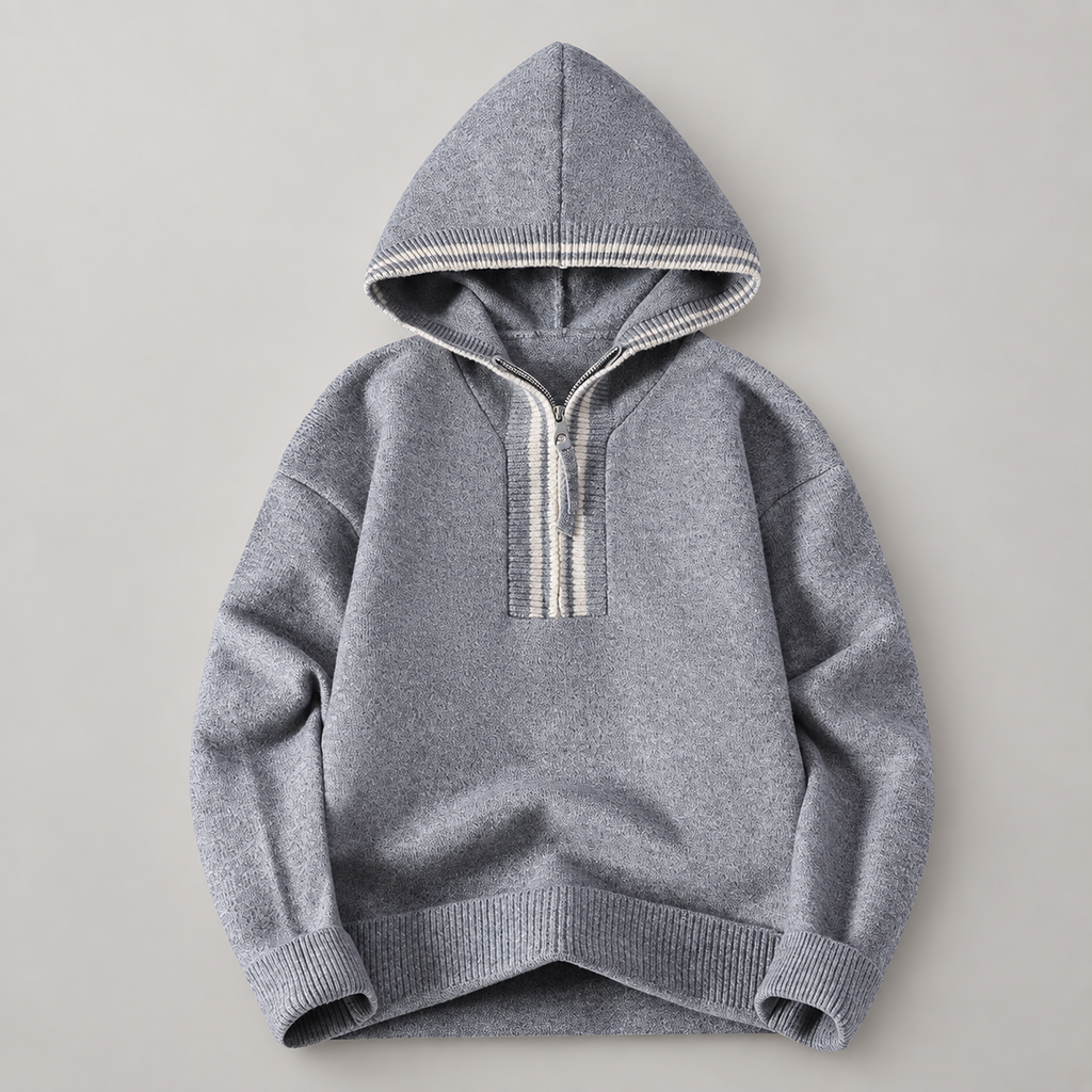 Mason Men’s Hooded Quarter-Zip Knit Sweater