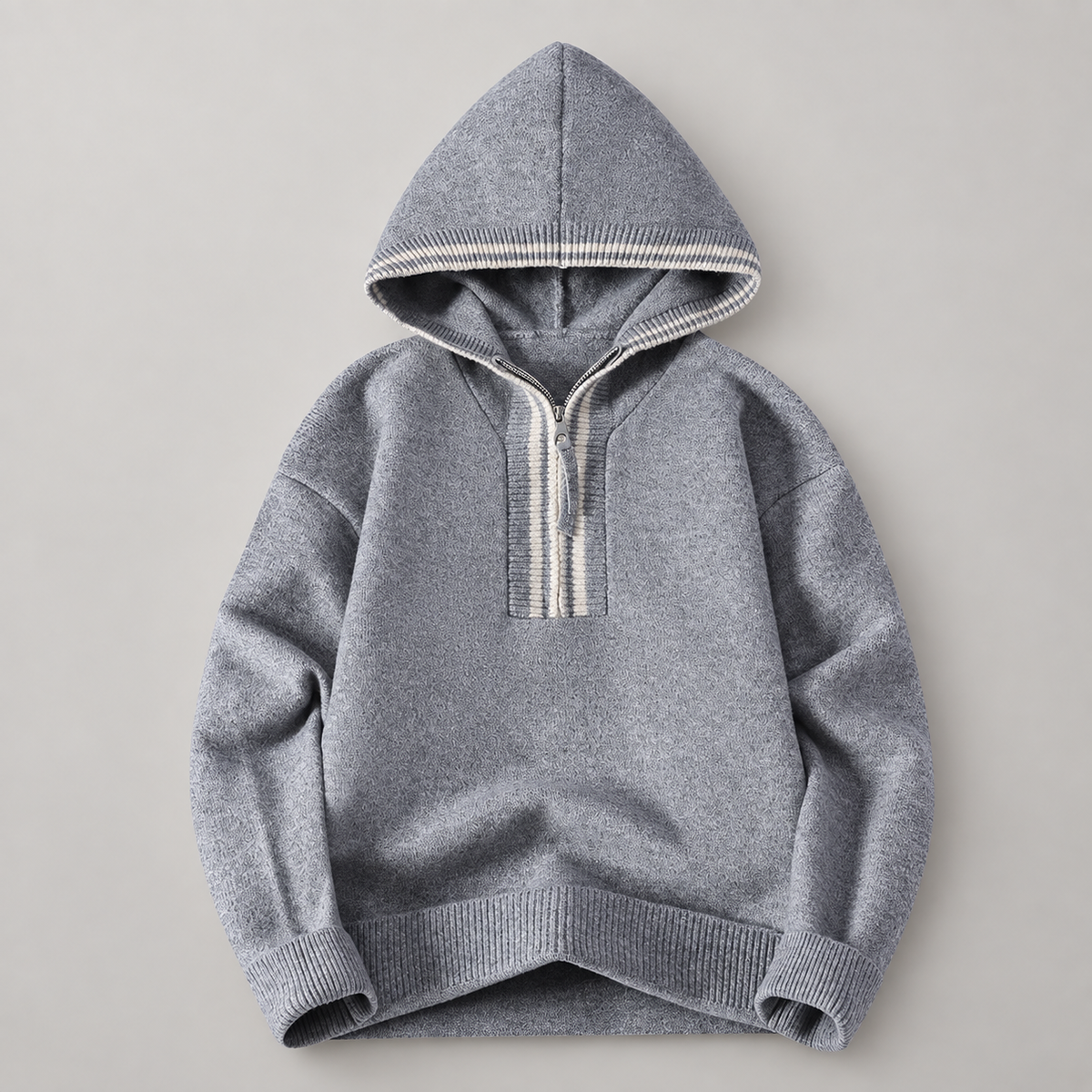 Mason Men’s Hooded Quarter-Zip Knit Sweater