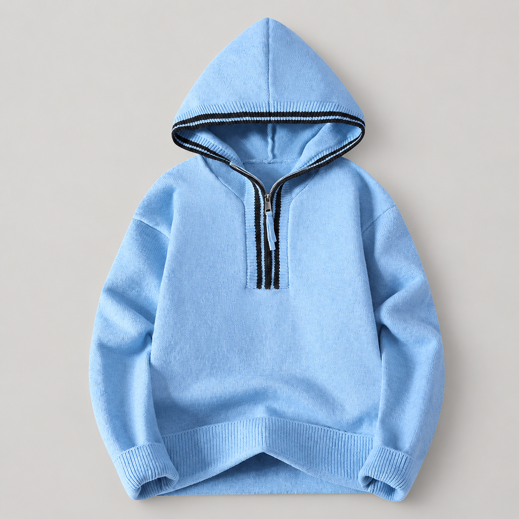 Mason Men’s Hooded Quarter-Zip Knit Sweater