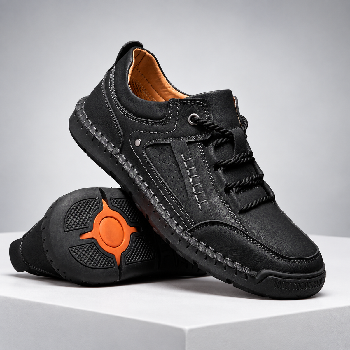 Mathieu Men’s Leather-Look Moc Toe Lace-Up Casual Shoes