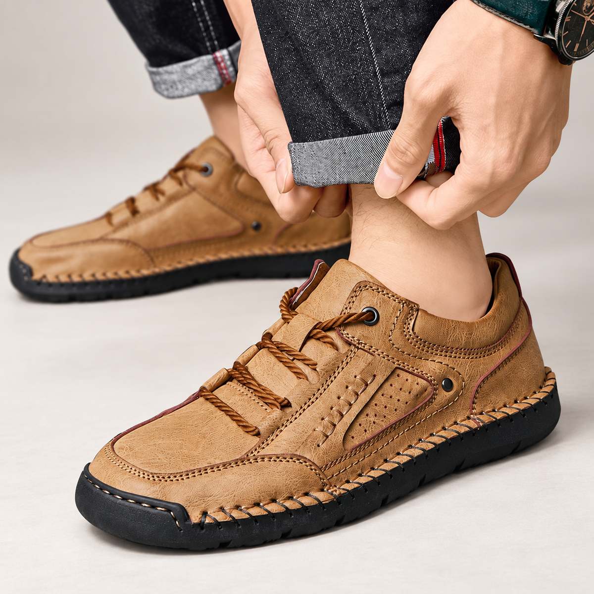 Mathieu Men’s Leather-Look Moc Toe Lace-Up Casual Shoes