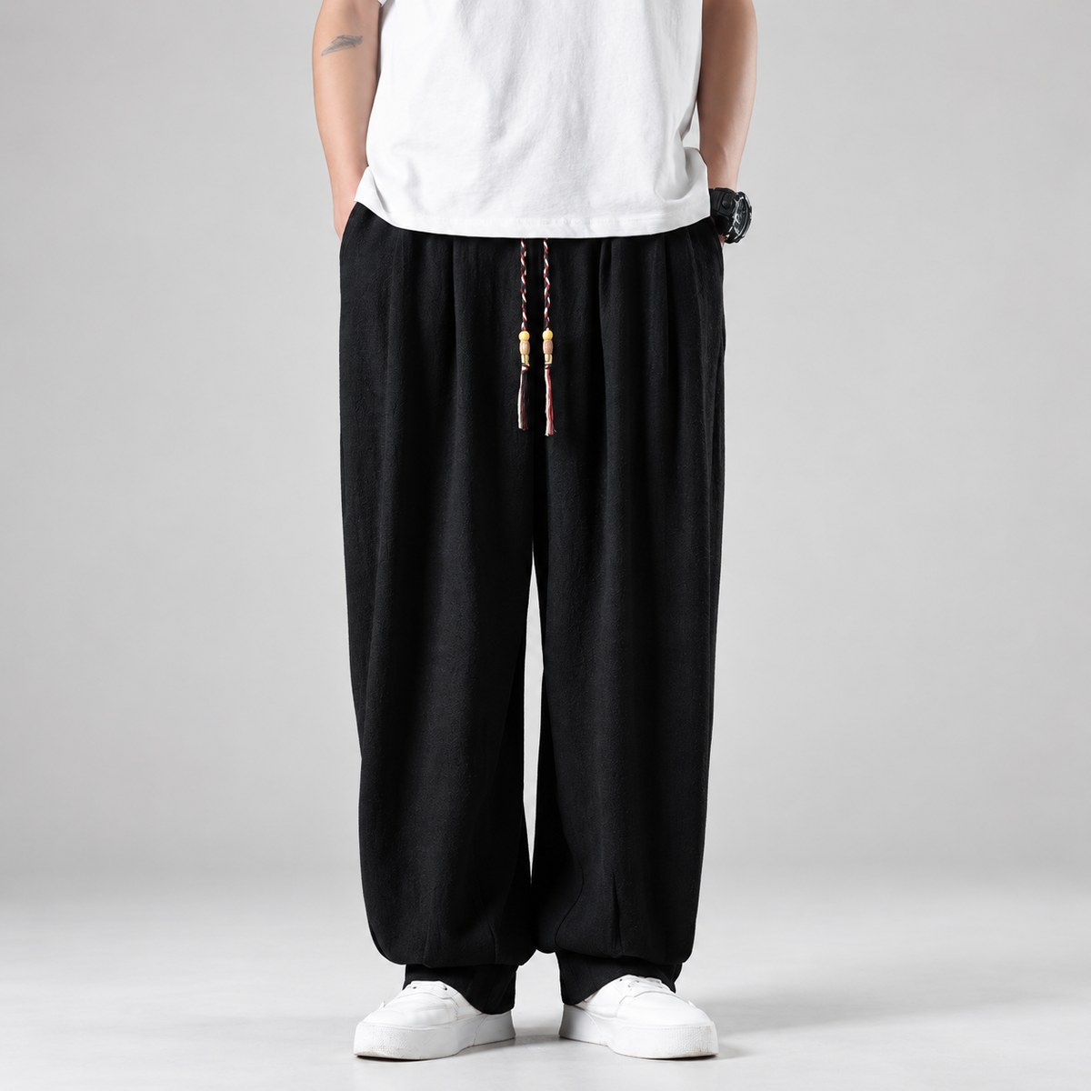 Matteo Men’s Relaxed Harem Pants with Drawstring Waist
