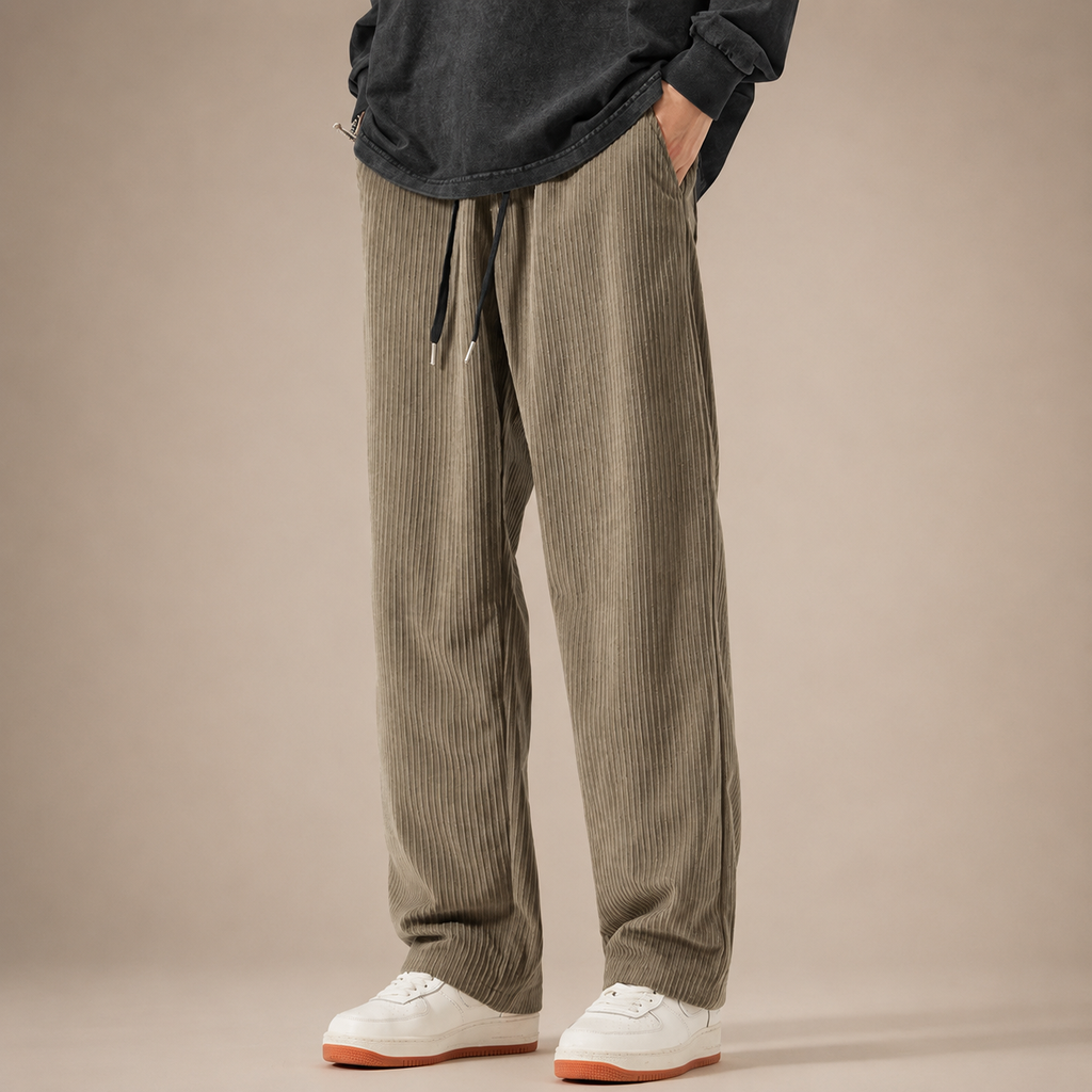 Matteo Men’s Corduroy Pants – Relaxed Fit Casual Straight Leg Trousers