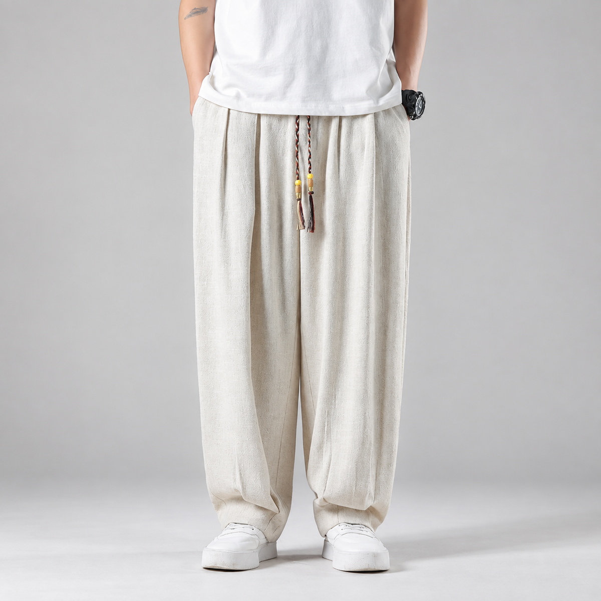 Matteo Men’s Relaxed Harem Pants with Drawstring Waist