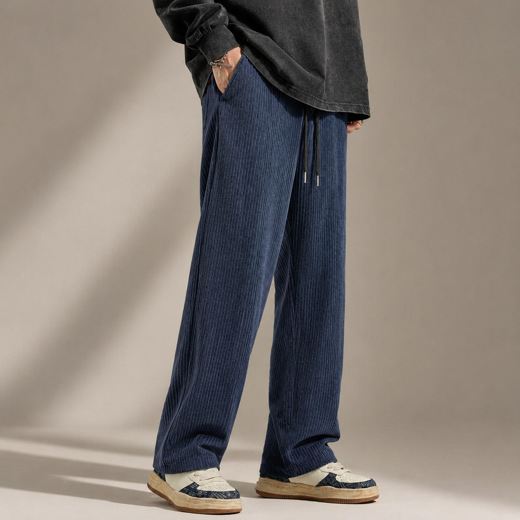 Matteo Men’s Corduroy Pants – Relaxed Fit Casual Straight Leg Trousers