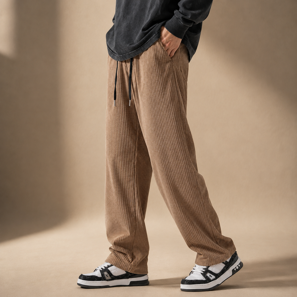 Matteo Men’s Corduroy Pants – Relaxed Fit Casual Straight Leg Trousers
