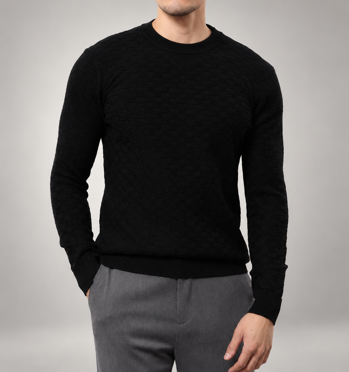 Matteo Textured Knit Crewneck Sweater