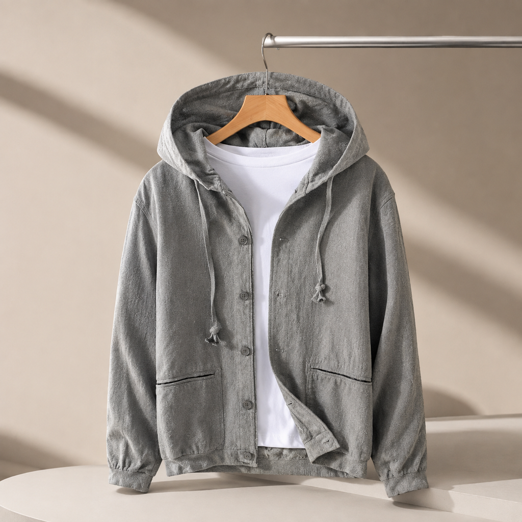 Matteo Men's Linen Cotton Hoodie – Lightweight Pullover Shirt
