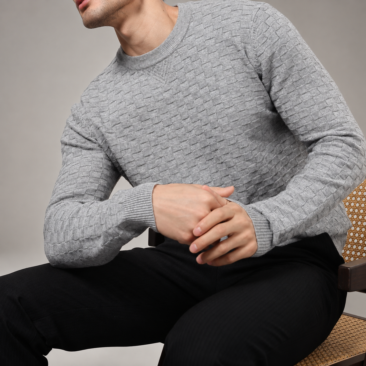 Matteo Textured Knit Crewneck Sweater