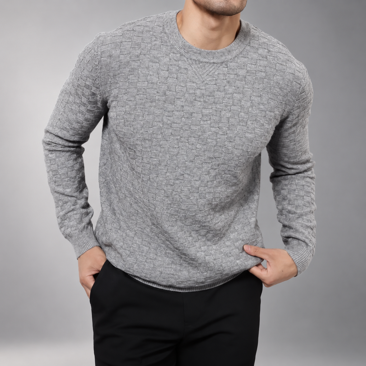 Matteo Textured Knit Crewneck Sweater